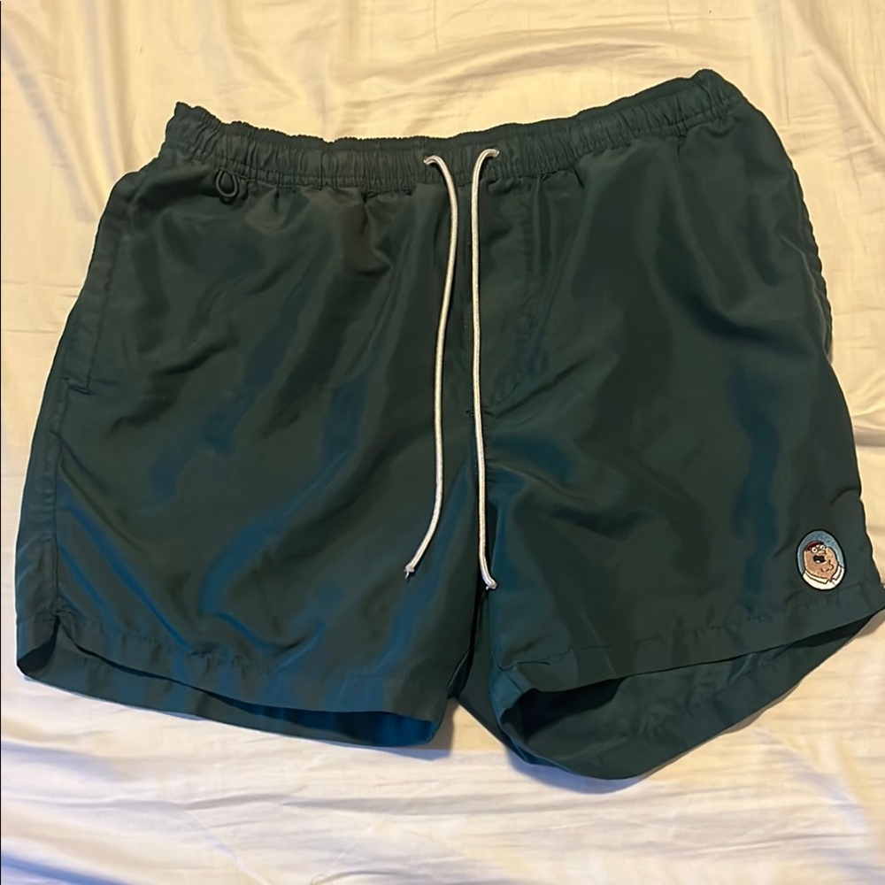 Dark Green Swim Shorts with Family Guy Logo
